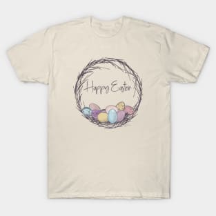 Happy Easter, Easter Egg Wreath T-Shirt